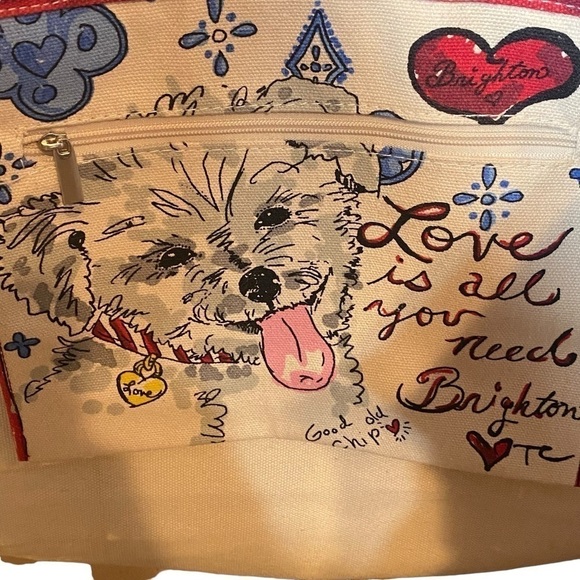 NWT Brighton Love Sparkle Tote Canvas Bag Tom Clancy Design Hearts Cat a… - Picture 8 of 14